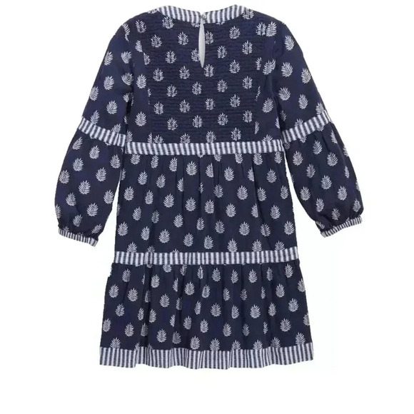 NEW Vineyard Vines Girls' Palm Leaf Tiered Dress Fleur De Leaf Deep Bay - Large - Picture 3 of 6